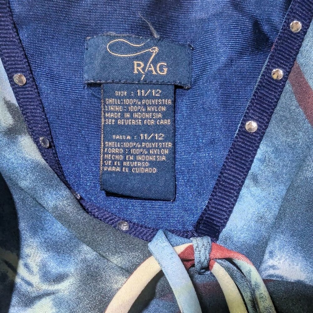 RAG Vintage sleeveless American Flag pathwork blue red maxi‎ dress 11 / 12 - Picture 11 of 12